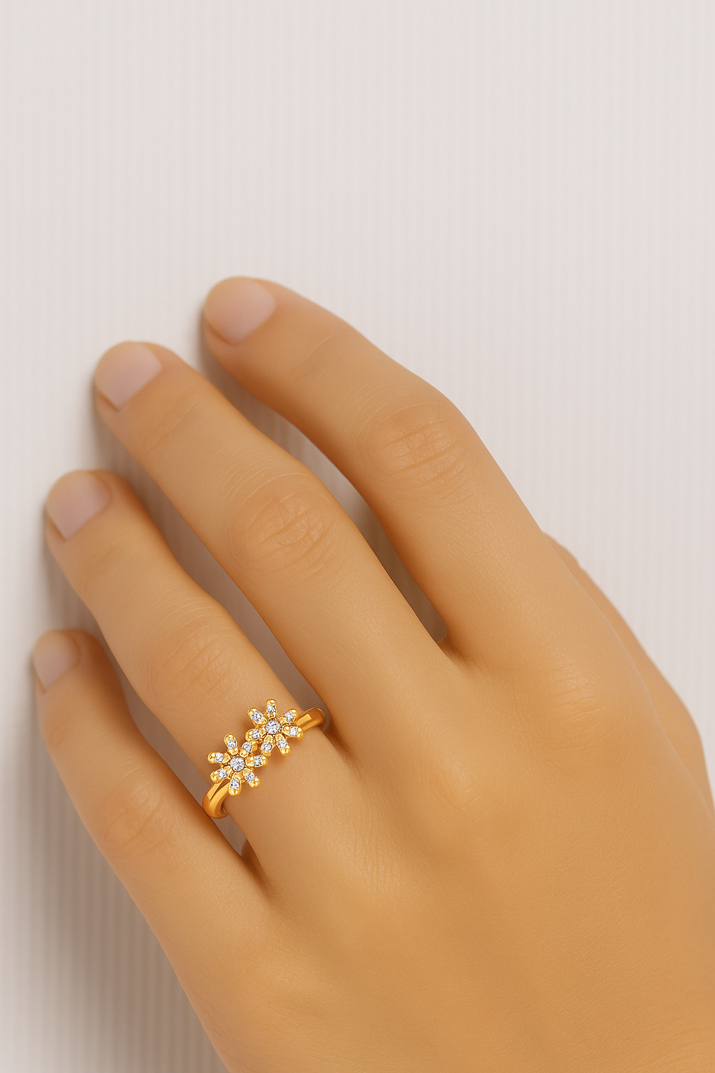 Radiant Bloom Double Flower Ring – 0.35 cts Lab Diamond