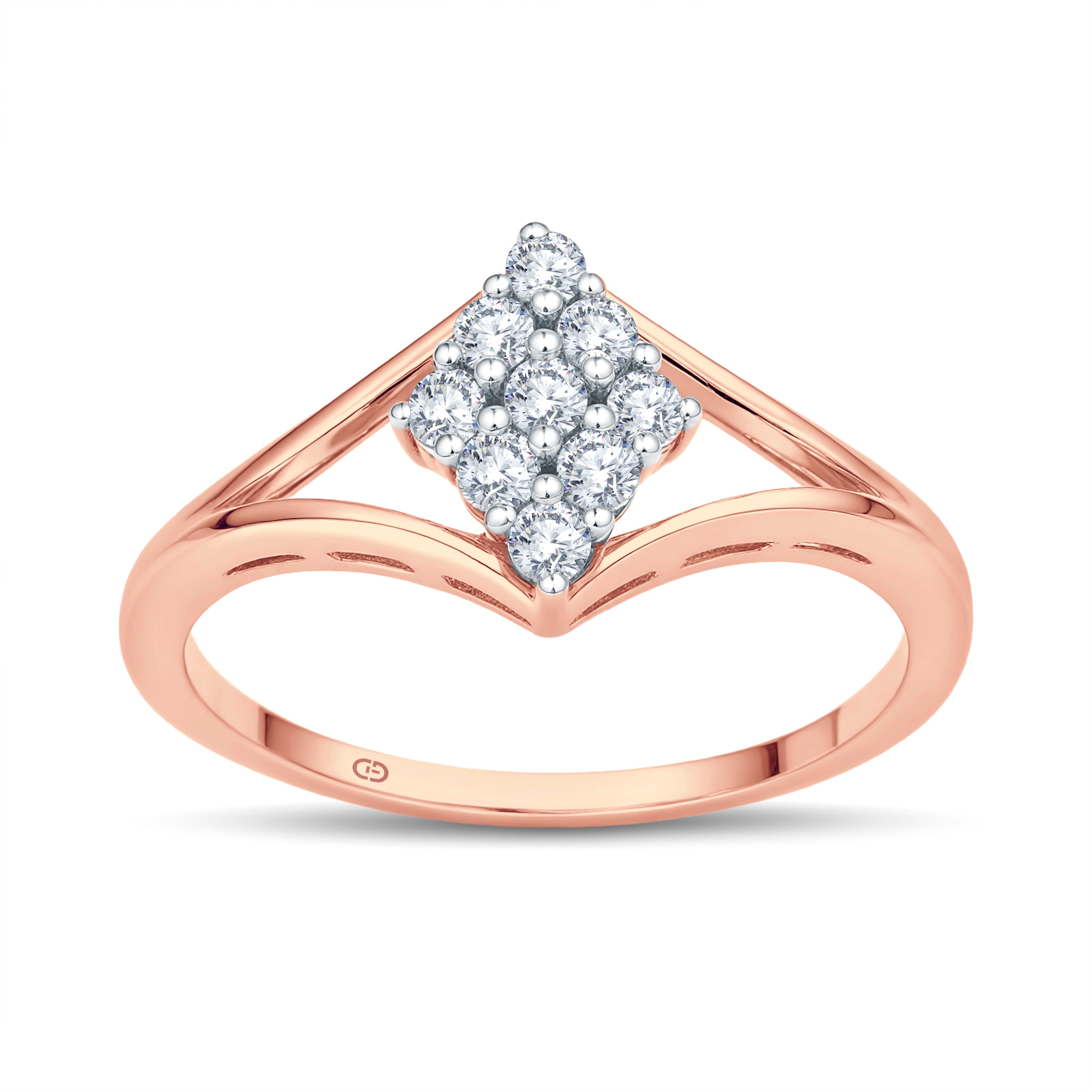 Elegant Diamond Cluster Ring in 925 Silver with 18KT Gold Vermeil Micron – 0.25 CT