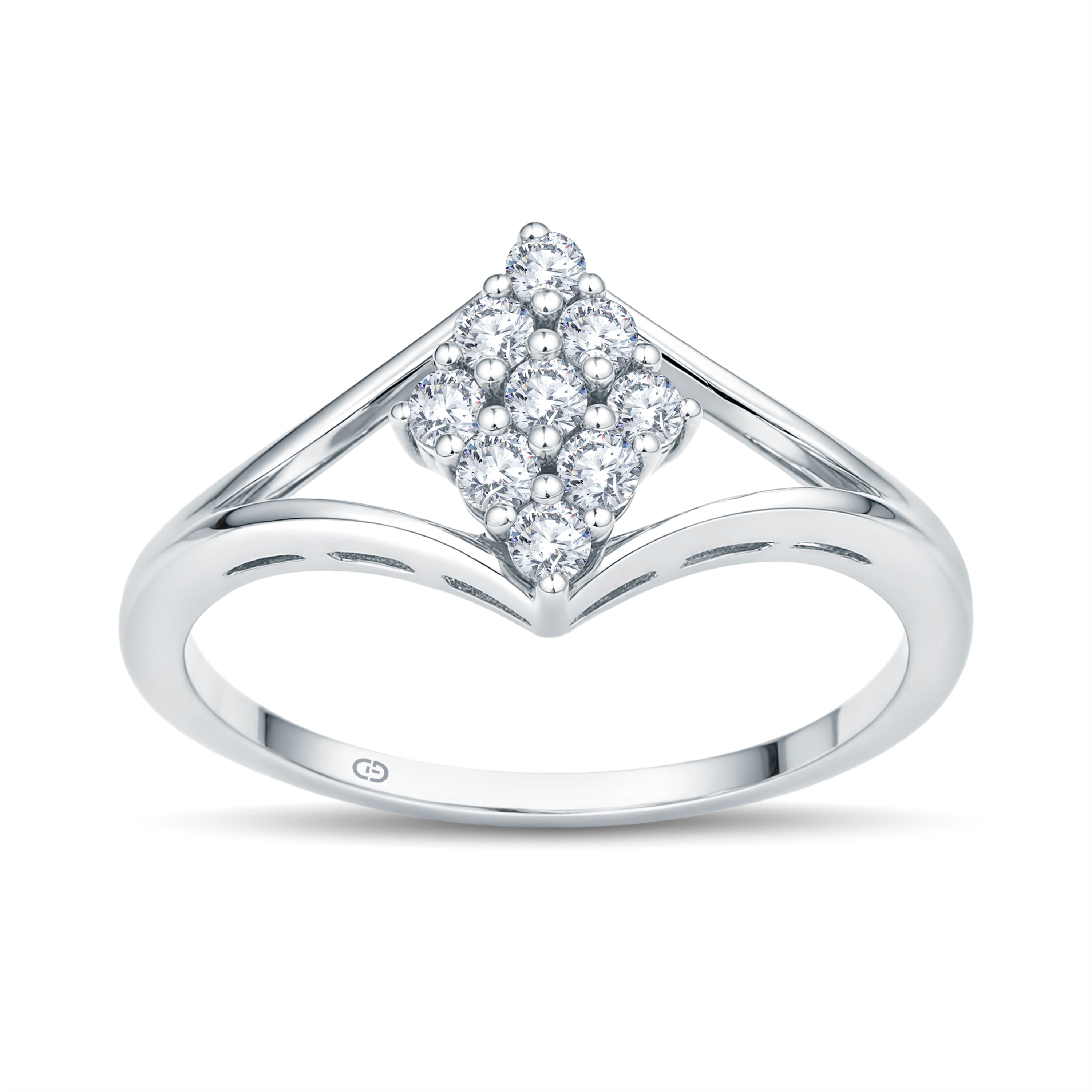 Elegant Diamond Cluster Ring in 925 Silver with 18KT Gold Vermeil Micron – 0.25 CT