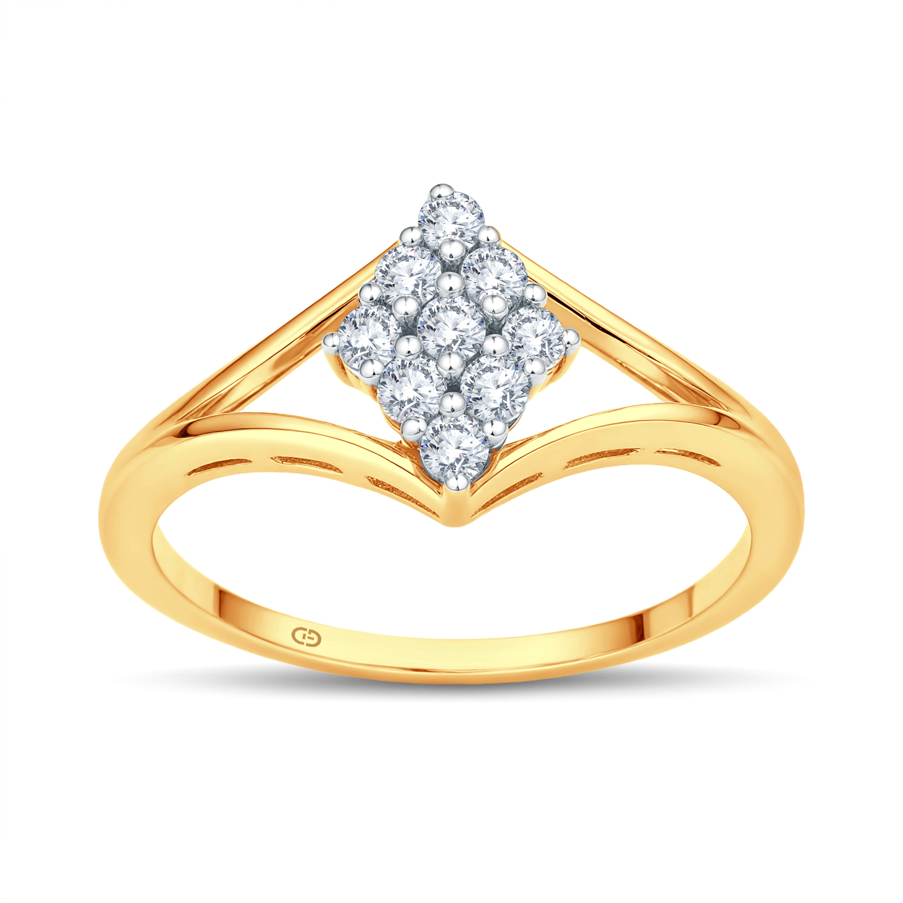 Elegant Diamond Cluster Ring in 925 Silver with 18KT Gold Vermeil Micron – 0.25 CT