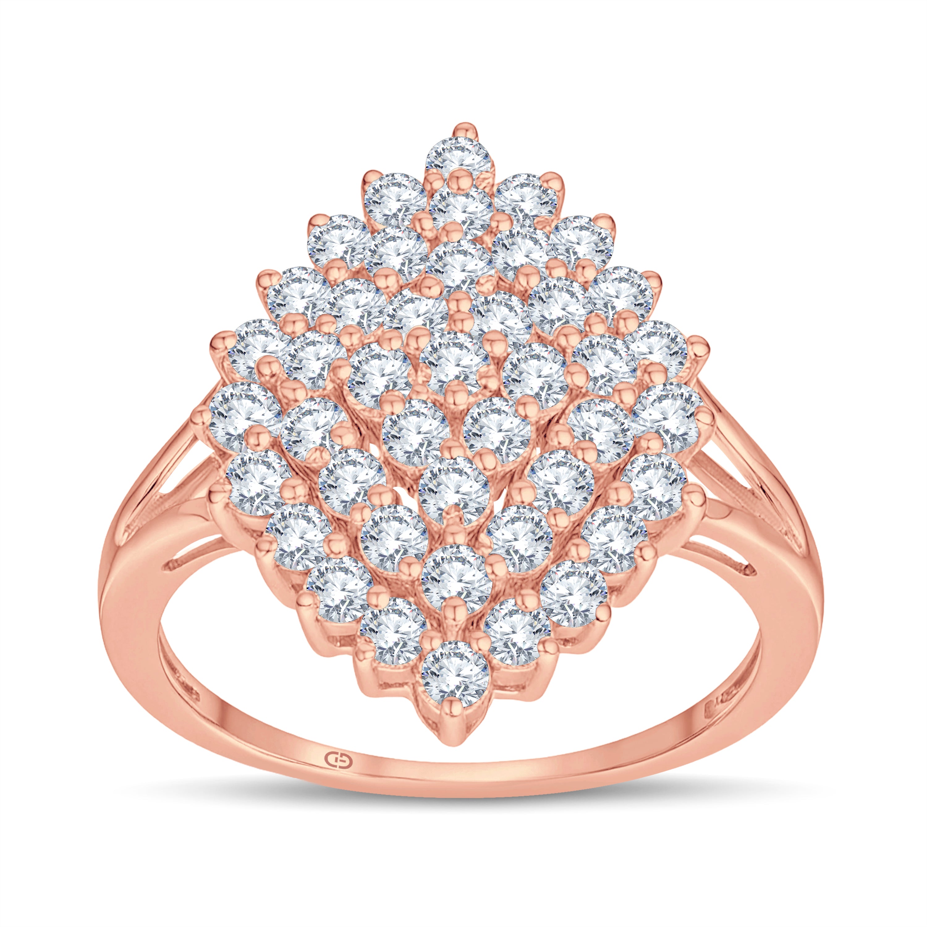 Statement Cluster Diamond Ring in 925 Silver 18KT Vermeil Gold Micron with 1.00 CT Lab Diamonds