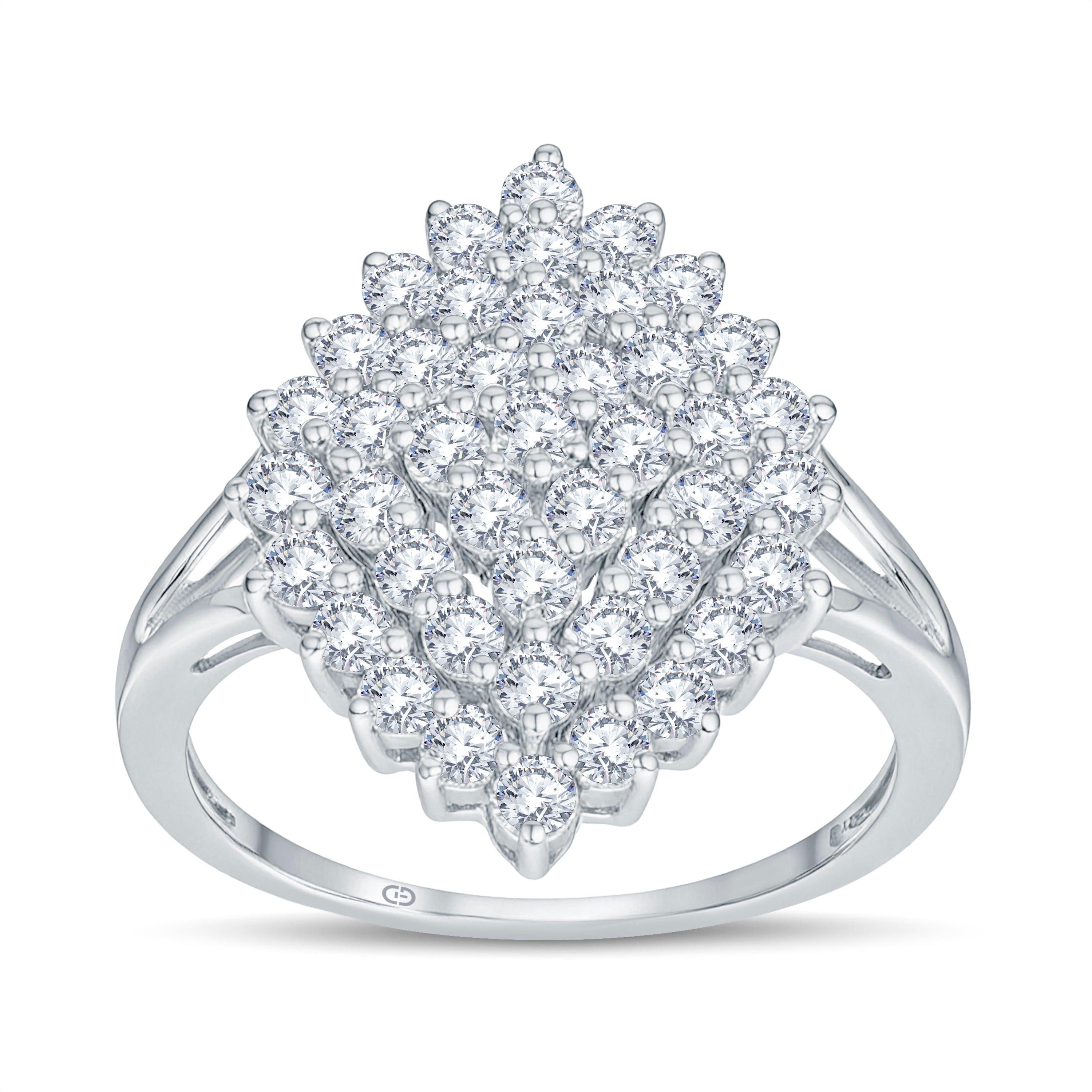 Statement Cluster Diamond Ring in 925 Silver 18KT Vermeil Gold Micron with 1.00 CT Lab Diamonds